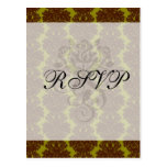 olive brown formal damask postcards