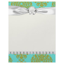 olive green and tiffany fleur damask custom letterhead