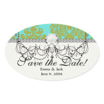 olive green and tiffany fleur damask sticker