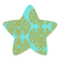 olive green and tiffany fleur damask sticker