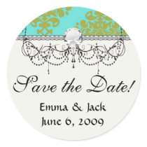 olive green and tiffany fleur damask stickers