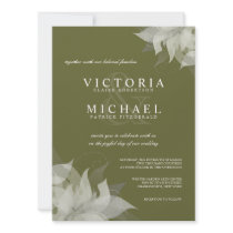 Olive Green and White Floral Wedding Invitations