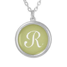 Olive green diagonal stripe pattern necklace