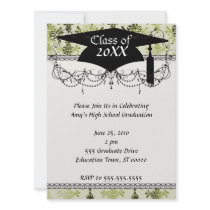 olive green distressed damask personalized announcements