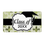 olive green distressed damask shipping labels