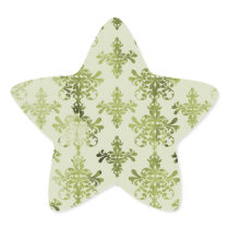olive green distressed damask star sticker