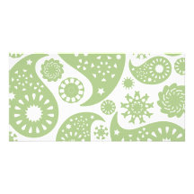 Olive Green Paisley Pattern. Personalized Photo Card