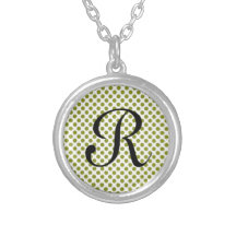 Olive green polka dots necklaces