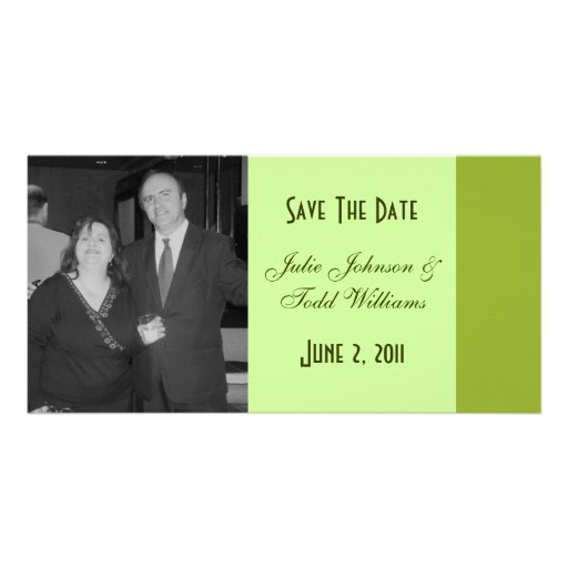 Olive Green Save the Date Picture Card