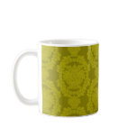 olive greens formal damask pattern coffee mug