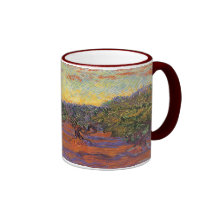 Olive Grove, Orange Sky by van Gogh, Vintage Art Coffee Mug