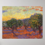 Olive Grove, Orange Sky by van Gogh, Vintage Art Posters