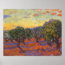 Olive Grove, Orange Sky by Vincent van Gogh
