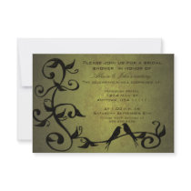 Olive Grunge Vines Bridal Shower Invitation