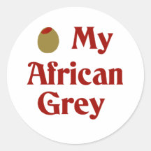 Olive (I Love) My African Grey Round Stickers