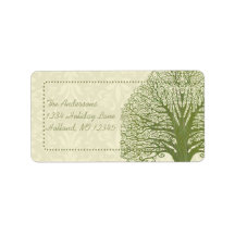 Olive Swirl Whimsical Tree Return Address Labels
