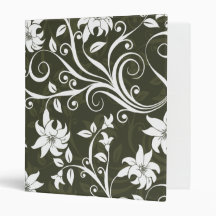 Olive Trumpetflower Floral Pattern Binder