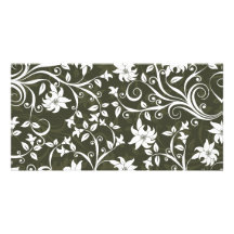 Olive Trumpetflower Floral Pattern Customized Photo Card