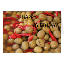 Olives and Chillies Happy Birthday Card