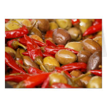 olives jalepenos note cards