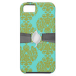 Olivgrün und Aqua fleur Damast iPhone 5 Cover