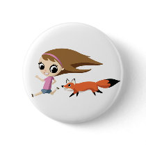 Olivia and Cheddar the Fox Buttons