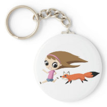 Olivia and Cheddar the Fox Key Chain