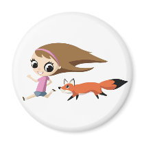 Olivia and Cheddar the Fox Refrigerator Magnets