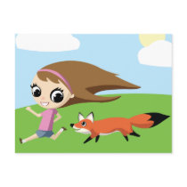 Olivia and Cheddar the Fox Post Card