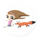 Olivia and Cheddar the Fox Round Stickers