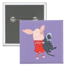Olivia Holding Edwin the Cat Pinback Buttons