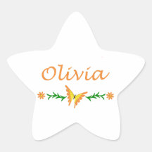 Olivia (Orange Butterfly) Star Stickers