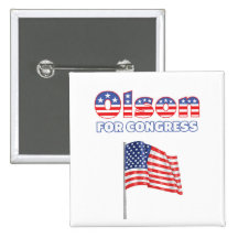 Olson for Congress Patriotic American Flag Buttons