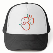 Om-ganpati-green-orange Hats