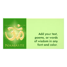 Om in Green & Gold - Namaste Custom Photo Card