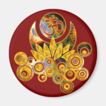 Om Lotus | dark red Refrigerator Magnets