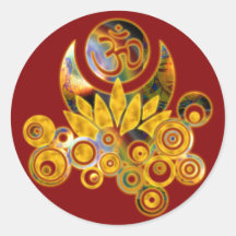 Om Lotus | dark red Round Sticker