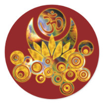 Om Lotus | dark red Round Sticker