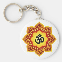 Om Lotus Fire Key Chains