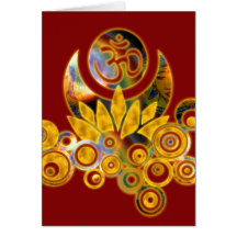 Om Lotus & GAYATRI MANTRA inside Greeting Card