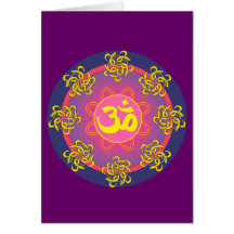 Om Mandala Blue Border Card
