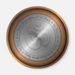 Om Sign Embossed on Metallic Coin Magnet