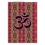 Om Symbol with Indian design background Greeting Cards
