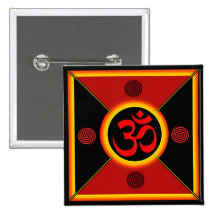 OM Yantra Red/Black/Gold Pins