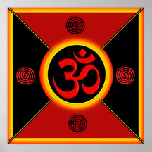 OM Yantra Red/Black/Gold Poster