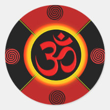 OM Yantra Red/Black/Gold Sticker