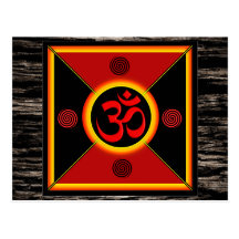OM Yantra rouge/noir/or Carte Postale