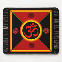 OM Yantra rouge/noir/or Tapis De Souris