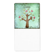 oma heart tree personalized shipping label