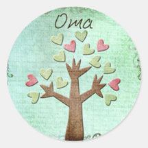 oma heart tree round sticker